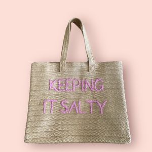 “keeping it salty” woven straw bag!